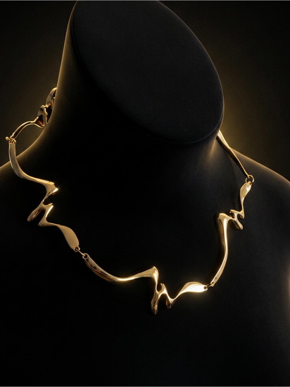 Elegant Golden Sculptural Necklace - Women Jewelry accessories